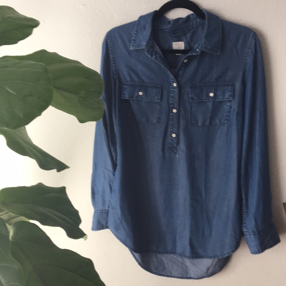 A.NEW.DAY lyocell button front pocket denim shirt